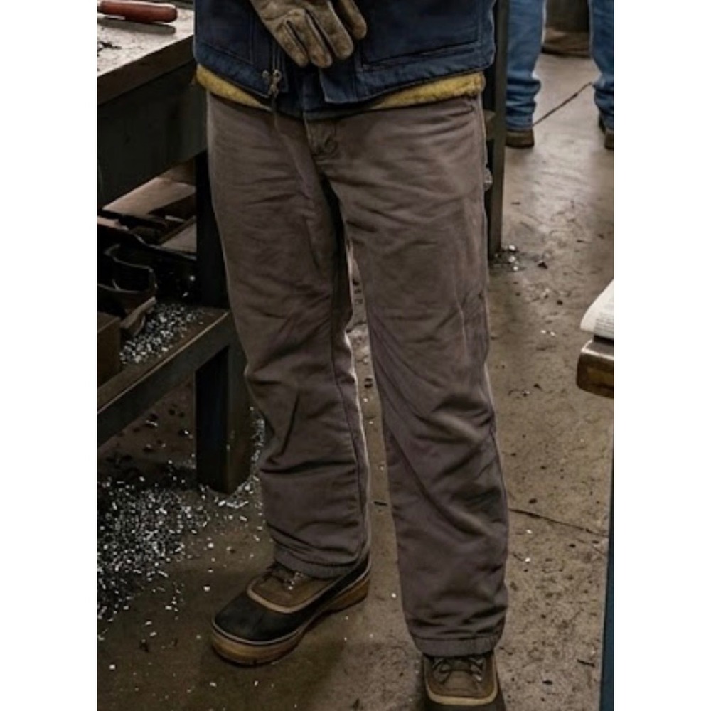 Stanley Mens Fleece Lined Canvas Work Pants Gray 40x32 Straight Leg‎ Heavy Duty